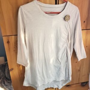 Neon Buddha Beige Cotton 3/4 Sleeve Tunic Top Size Small